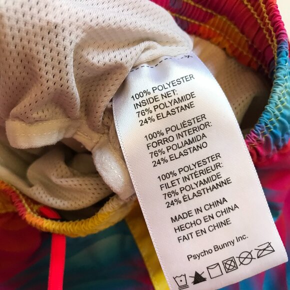 Psycho Bunny Print Shorts Swim Trunks Boys 10 12 Medium Blue Pink Tie Dye 4.5" - Picture 7 of 11